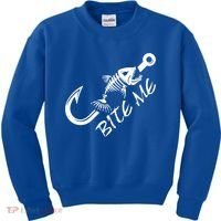 Bite Me Fishing Cool Gift Kids Sweatshirt thumb 0