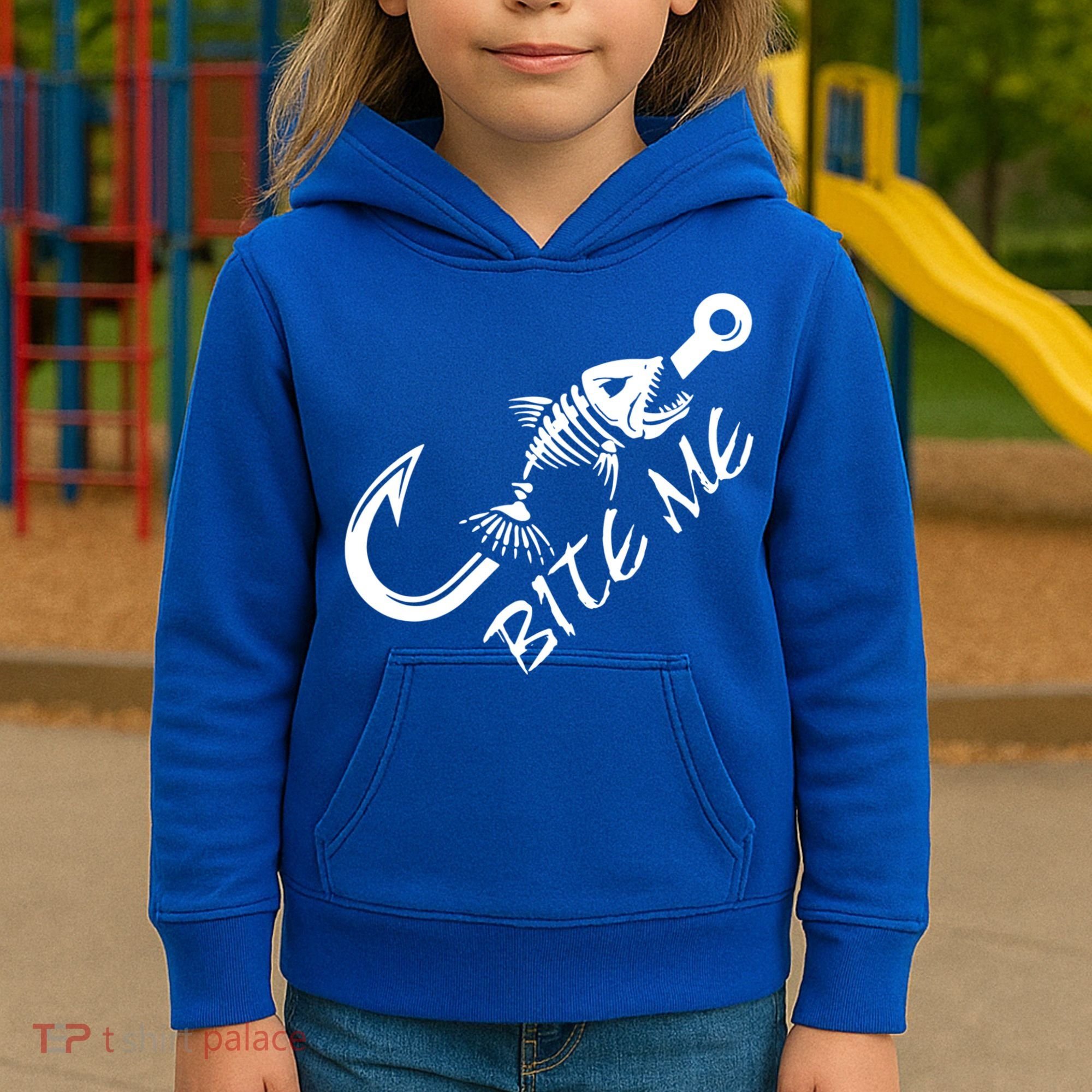 Bite Me Fishing Cool Gift Kids Hoodie
