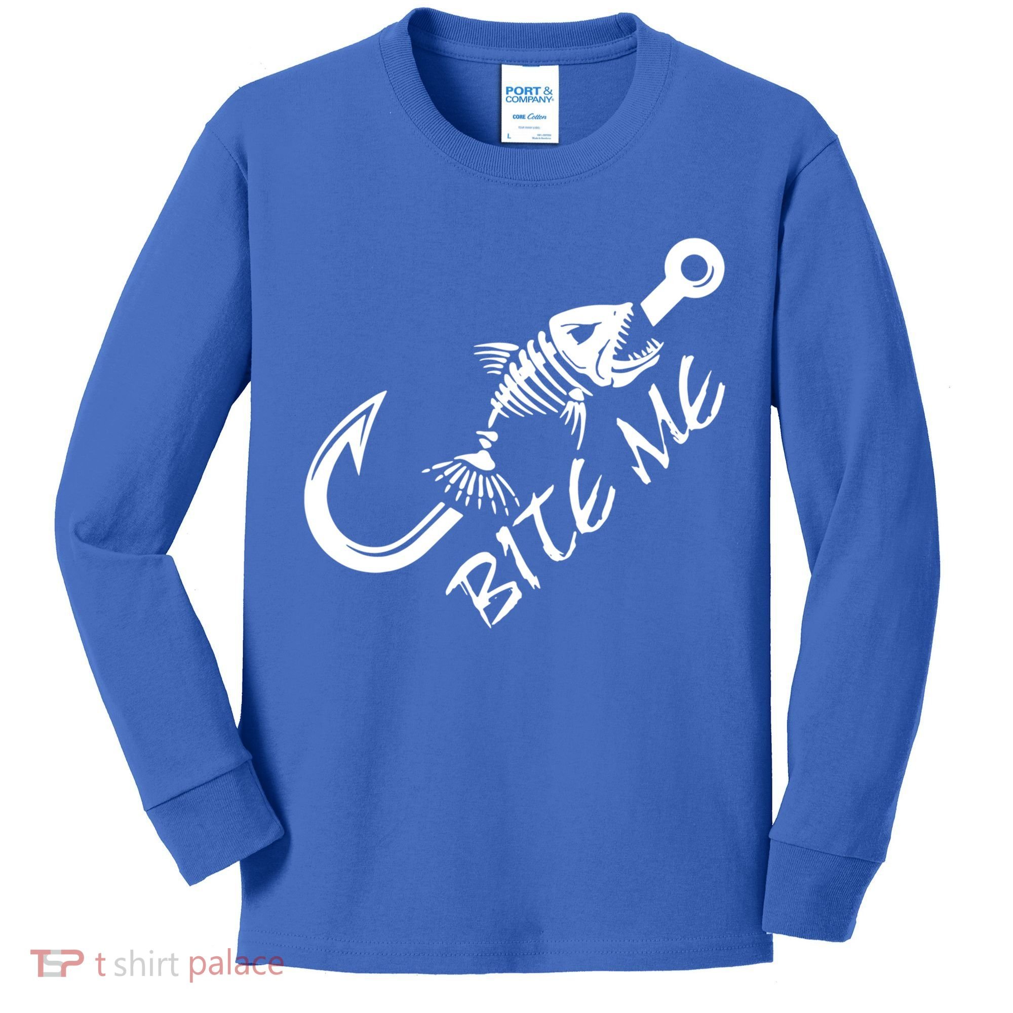 Bite Me Fishing Cool Gift Kids Long Sleeve Shirt
