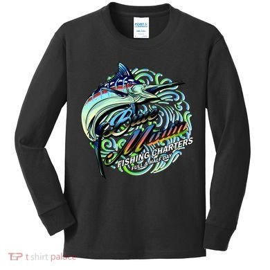 Blue Marlins Fishing Charter Kids Long Sleeve Shirt