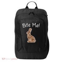 Bite Me Funny Chocolate Easter Bunny City Backpack thumb 0