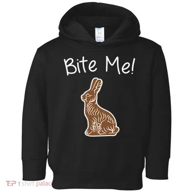 Bite Me Funny Chocolate Easter Bunny Toddler Hoodie