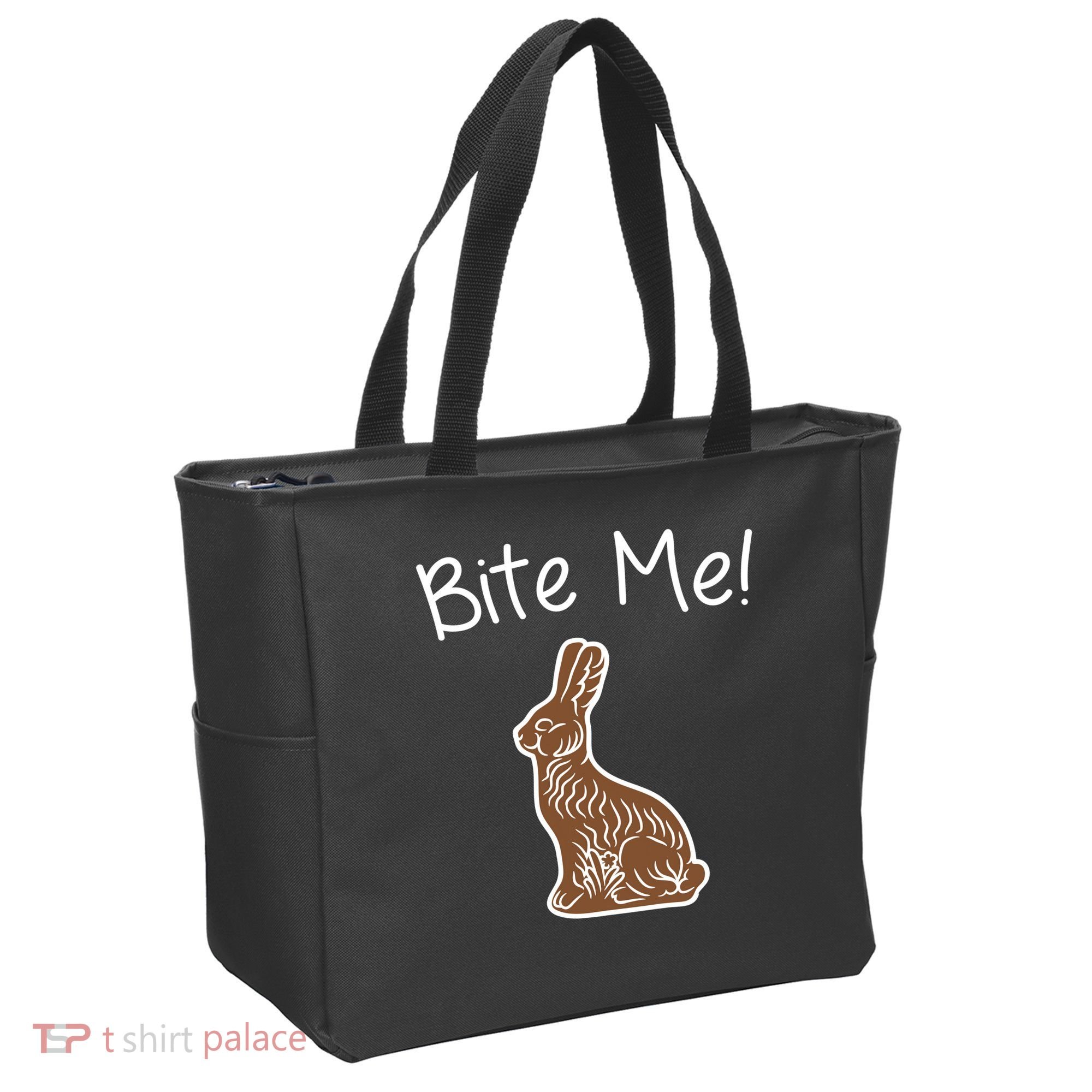 Bite Me Funny Chocolate Easter Bunny Tote Bag