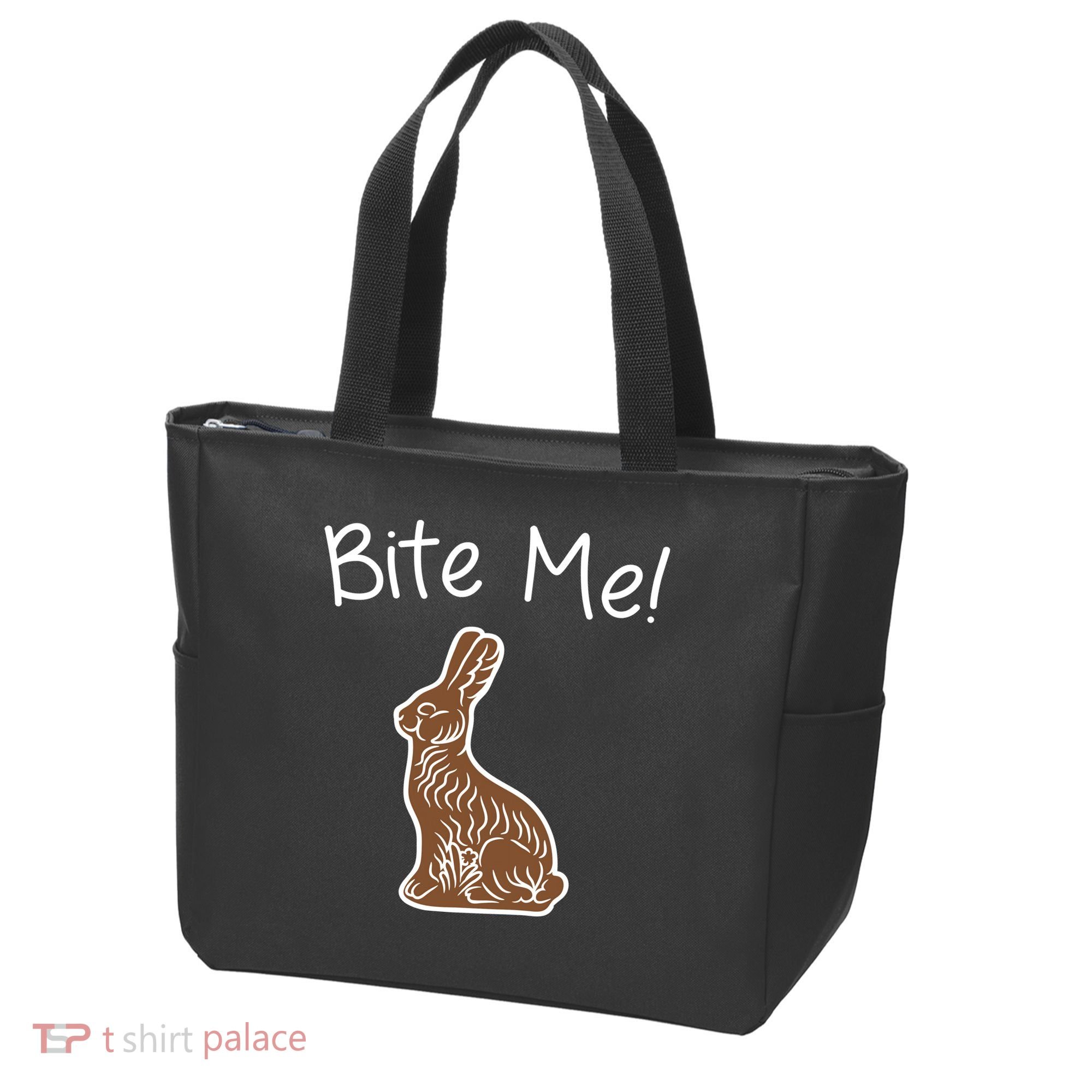Bite Me Funny Chocolate Easter Bunny Tote Bag