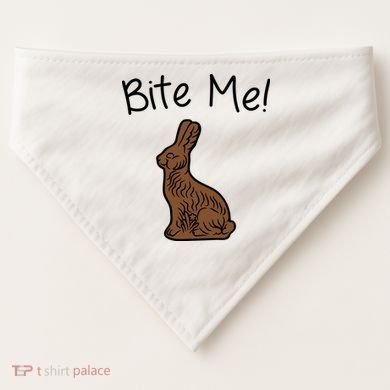 Bite Me Funny Chocolate Easter Bunny USA-Made Doggie Bandana