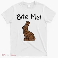 Bite Me Funny Chocolate Easter Bunny T-Shirt thumb 0
