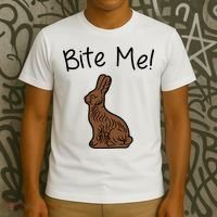 Bite Me Funny Chocolate Easter Bunny T-Shirt thumb 3