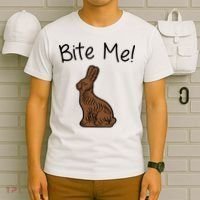Bite Me Funny Chocolate Easter Bunny T-Shirt thumb 6