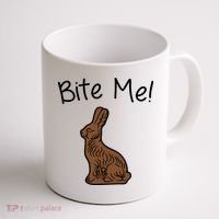 Bite Me Funny Chocolate Easter Bunny Coffee Mug thumb 1