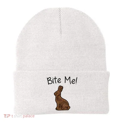 Bite Me Funny Chocolate Easter Bunny Beanie