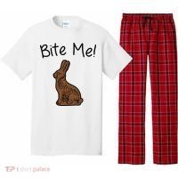 Bite Me Funny Chocolate Easter Bunny Pajama Set thumb 0