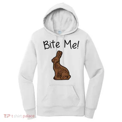 Bite Me Funny Chocolate Easter Bunny Women's Hoodie