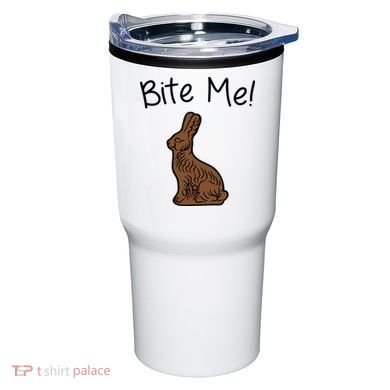 Bite Me Funny Chocolate Easter Bunny Tumbler