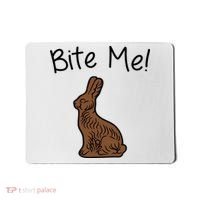 Bite Me Funny Chocolate Easter Bunny Mousepad thumb 0