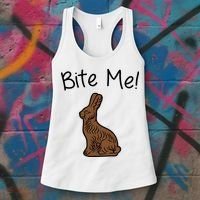 Bite Me Funny Chocolate Easter Bunny Women's Tank Top thumb 3