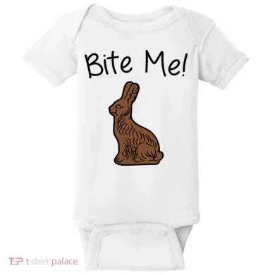 Bite Me Funny Chocolate Easter Bunny Baby Bodysuit