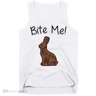 Bite Me Funny Chocolate Easter Bunny Tank Top