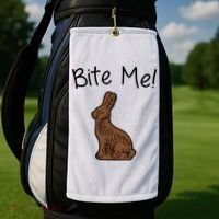 Bite Me Funny Chocolate Easter Bunny Golf Towel thumb 2