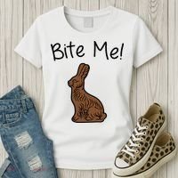 Bite Me Funny Chocolate Easter Bunny Women's T-Shirt thumb 3