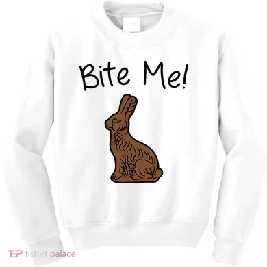 Bite Me Funny Chocolate Easter Bunny Kids Sweatshirt