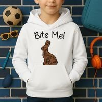 Bite Me Funny Chocolate Easter Bunny Kids Hoodie thumb 2