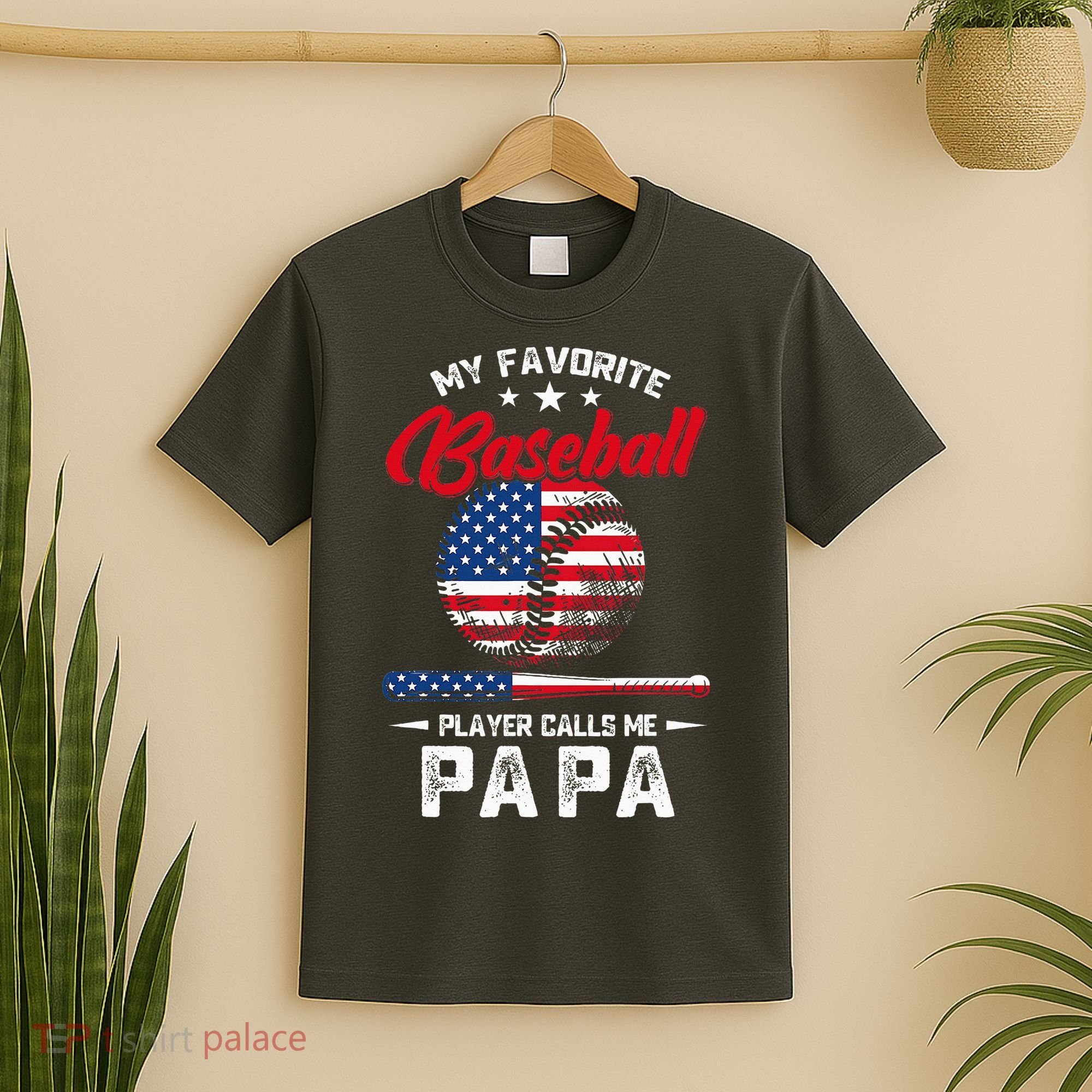 Baseball My Favorite Player Calls Me Papa Grandpa Gift T-Shirt