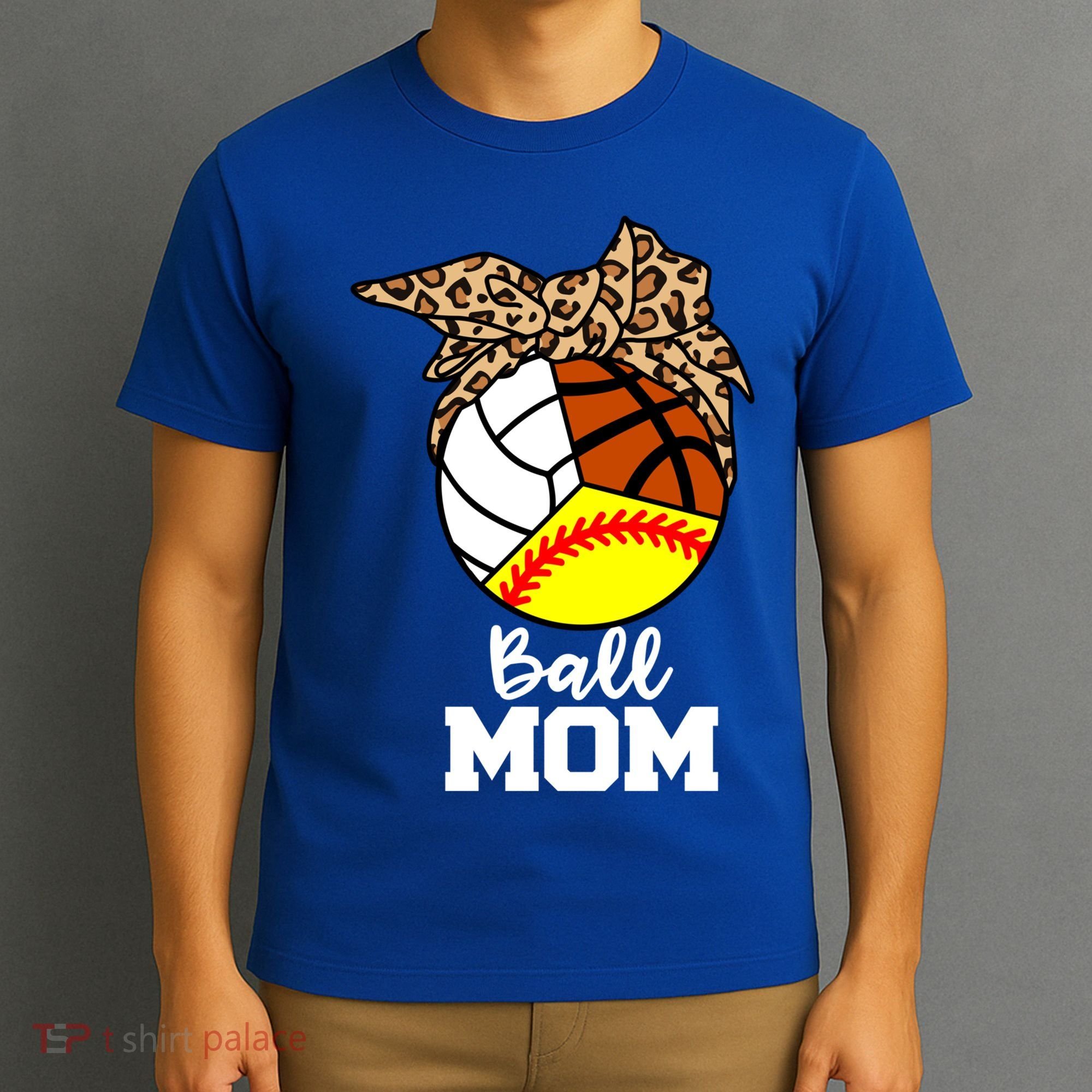 Ball Mom Funny Softball Volleyball Basketball Leopard Mom Meaningful Gift T-Shirt