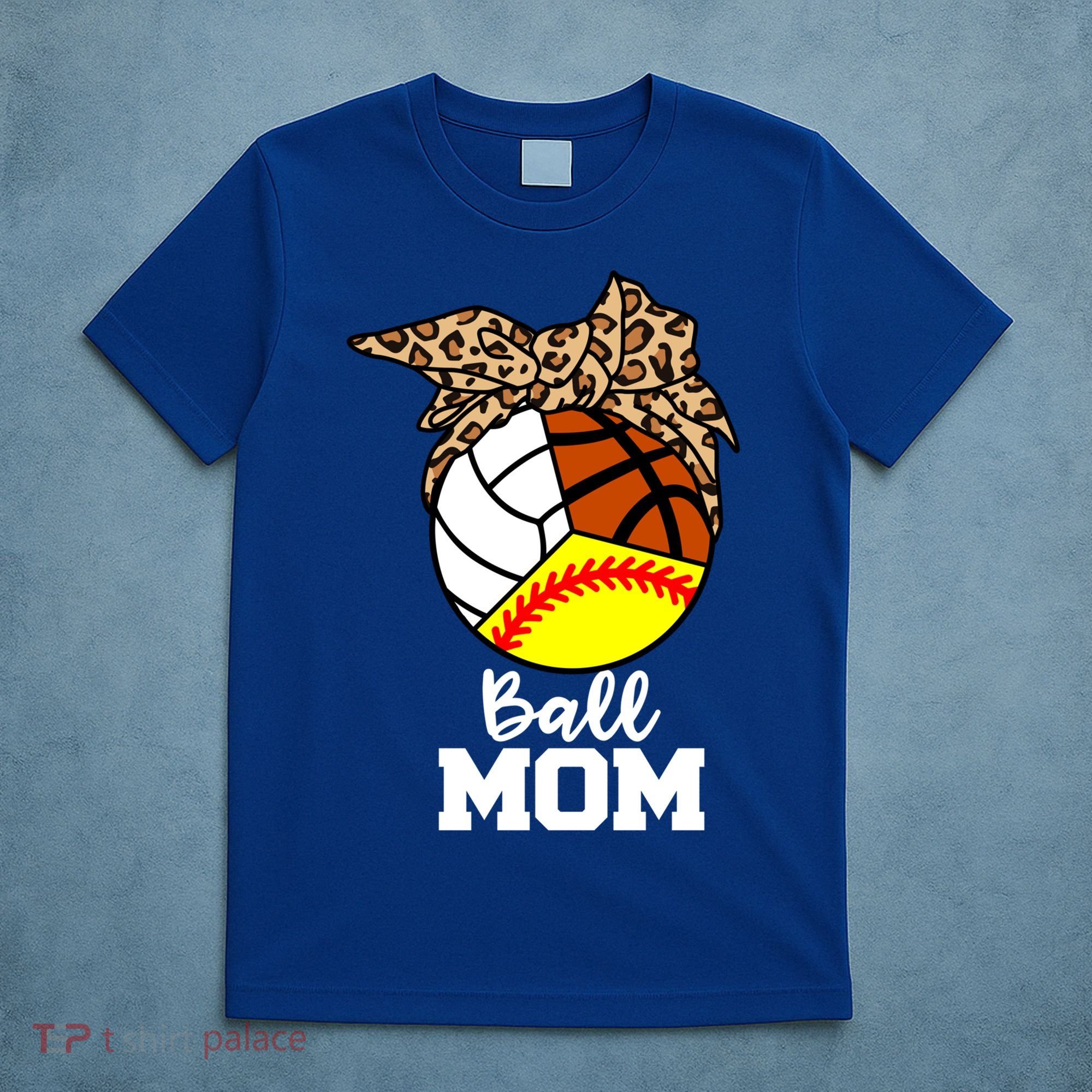 Ball Mom Funny Softball Volleyball Basketball Leopard Mom Meaningful Gift T-Shirt