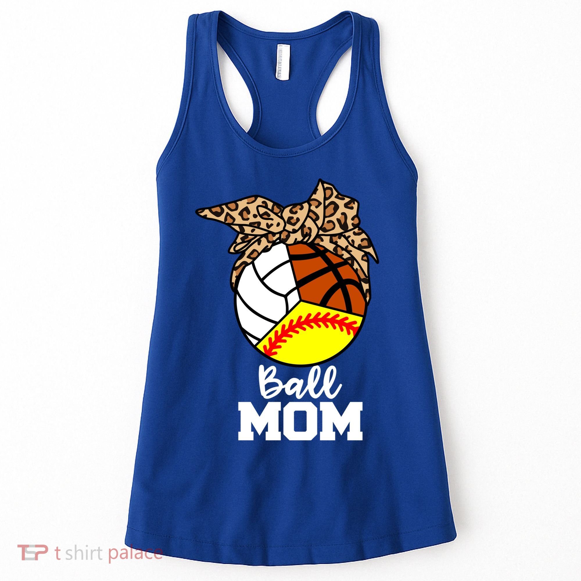 Ball Mom Funny Softball Volleyball Basketball Leopard Mom Meaningful Gift Women's Tank Top