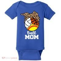 Ball Mom Funny Softball Volleyball Basketball Leopard Mom Meaningful Gift Baby Bodysuit thumb 0
