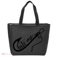 Bite Me Fishing Hook Funny Fishing Tote Bag thumb 0