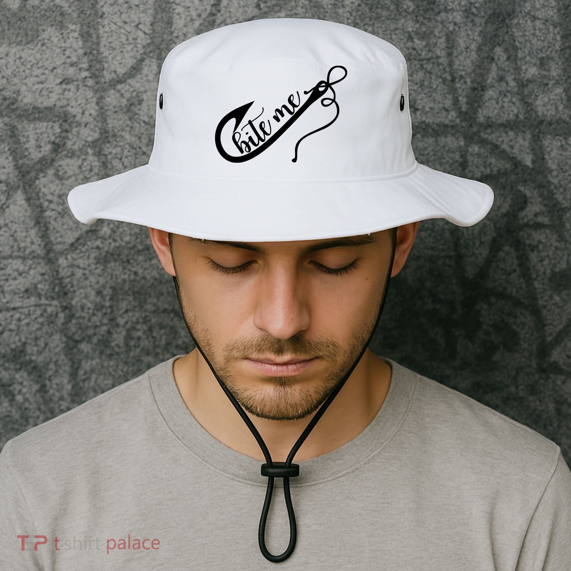 Bite Me Fishing Hook Funny Fishing Bucket Hat