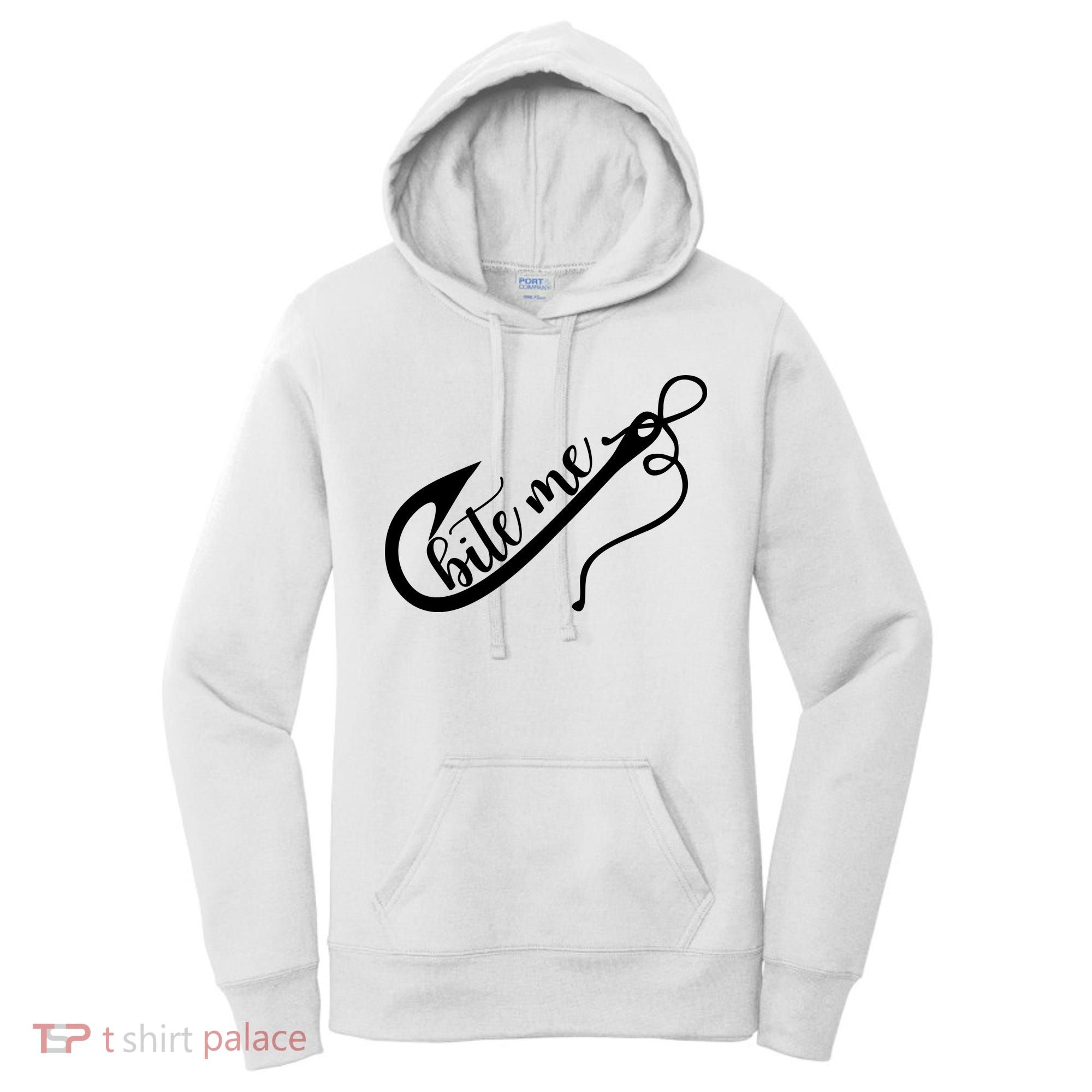Bite Me Fishing Hook Funny Fishing Women's Hoodie