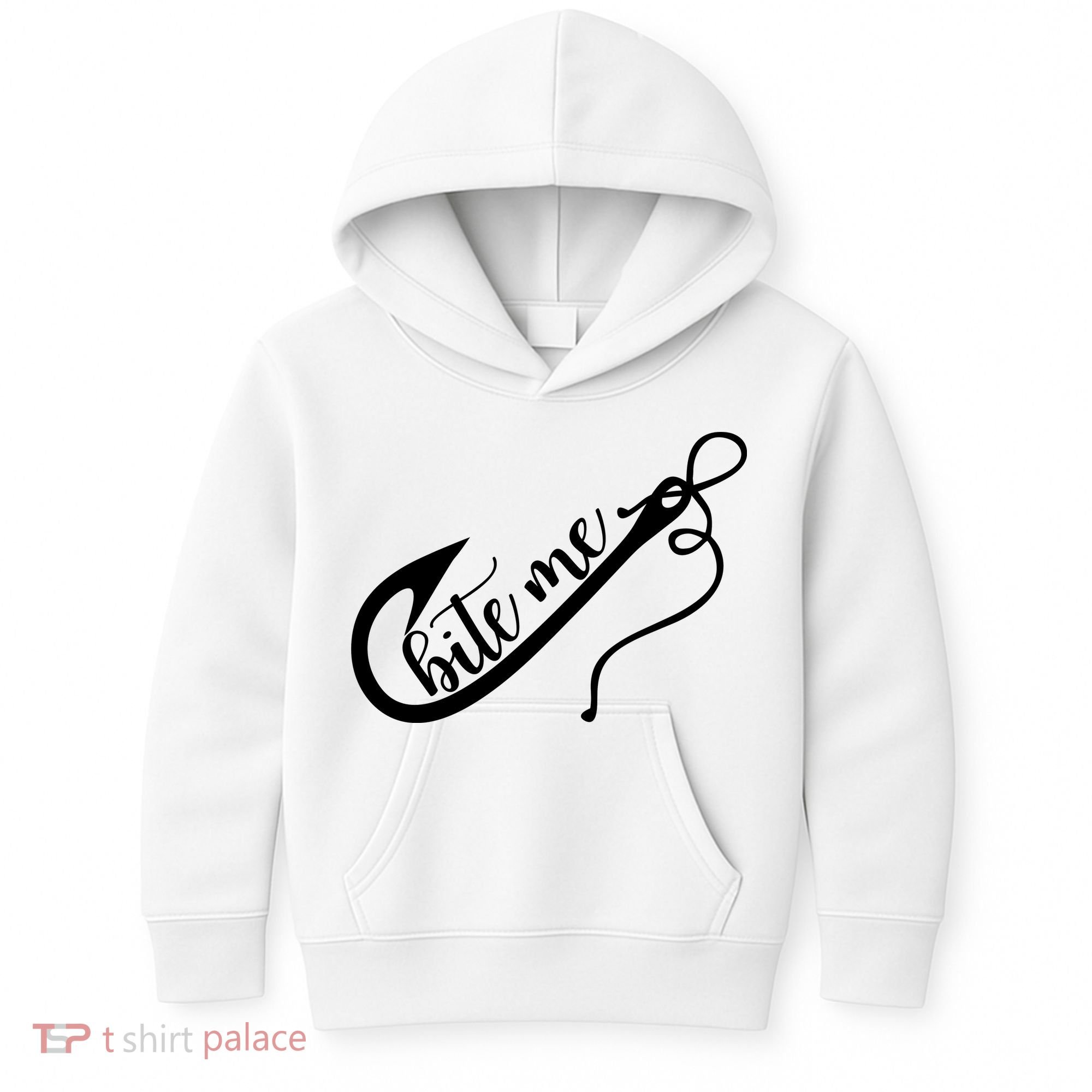 Bite Me Fishing Hook Funny Fishing Kids Hoodie