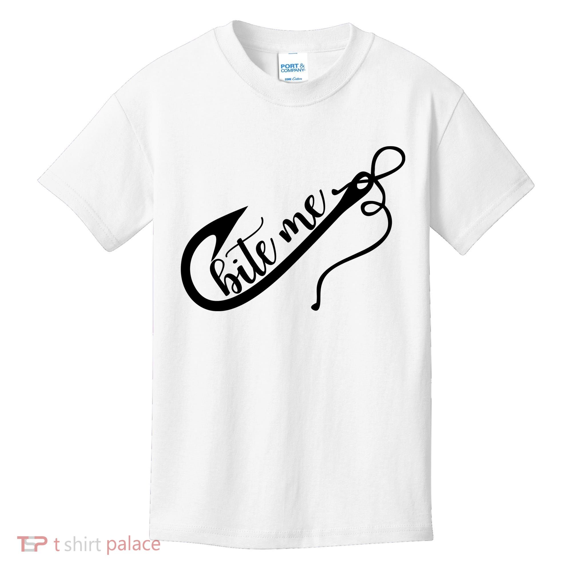 Bite Me Fishing Hook Funny Fishing Kids T-Shirt