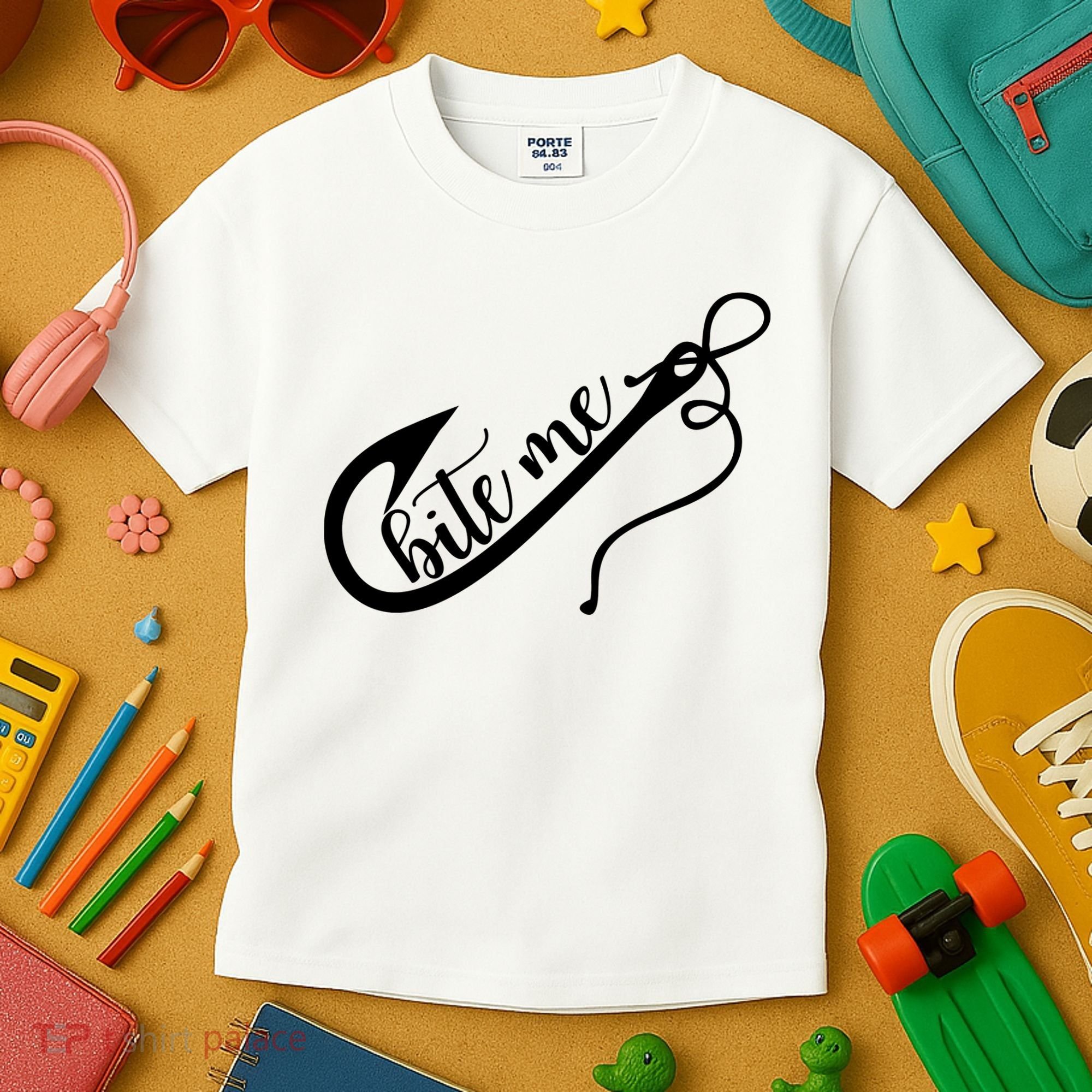 Bite Me Fishing Hook Funny Fishing Kids T-Shirt