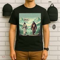 Bruh Meme Funny Jesus Bigfoot Vintage Comic Book Catholic T-Shirt thumb 6