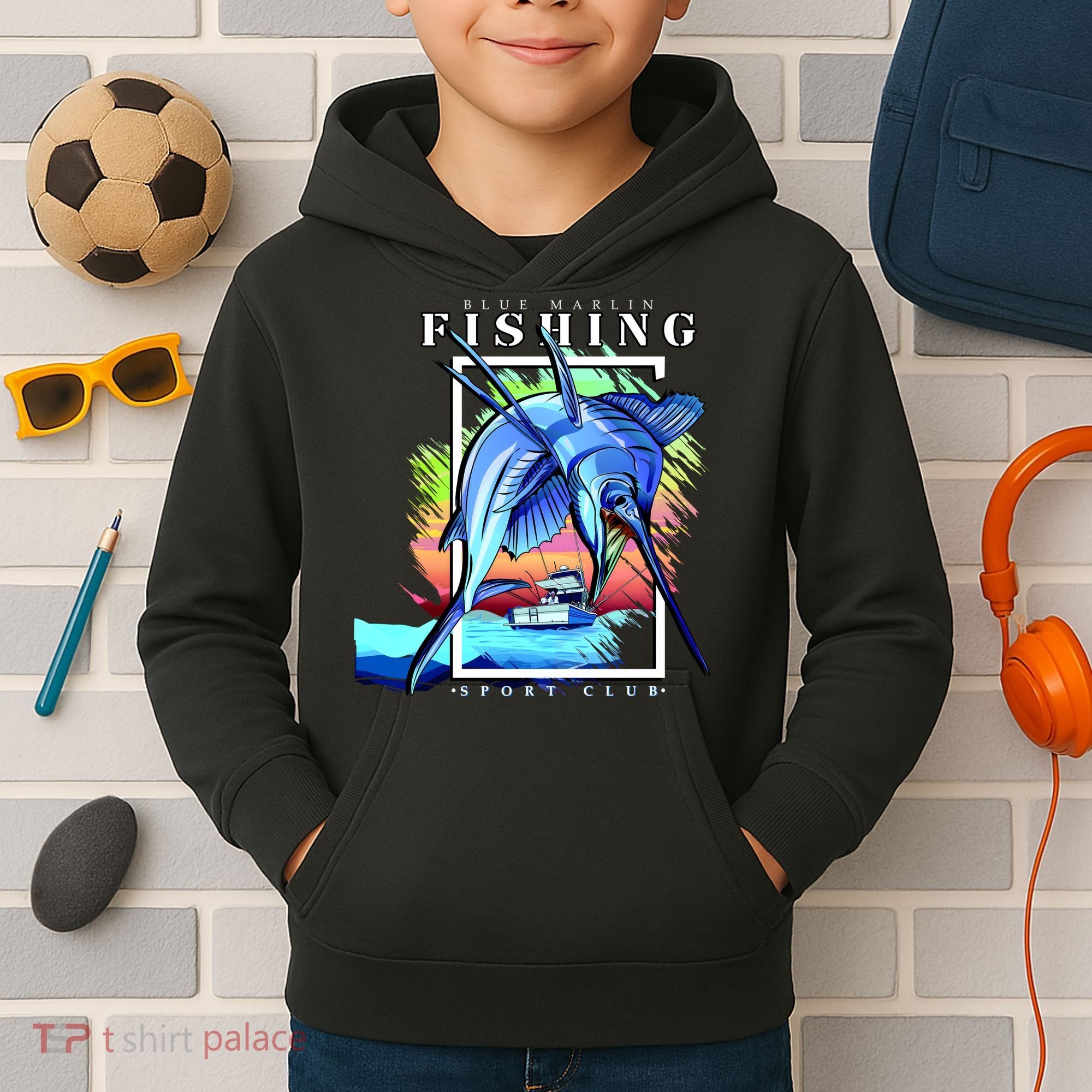 Blue Marlin Fishing Club Kids Hoodie