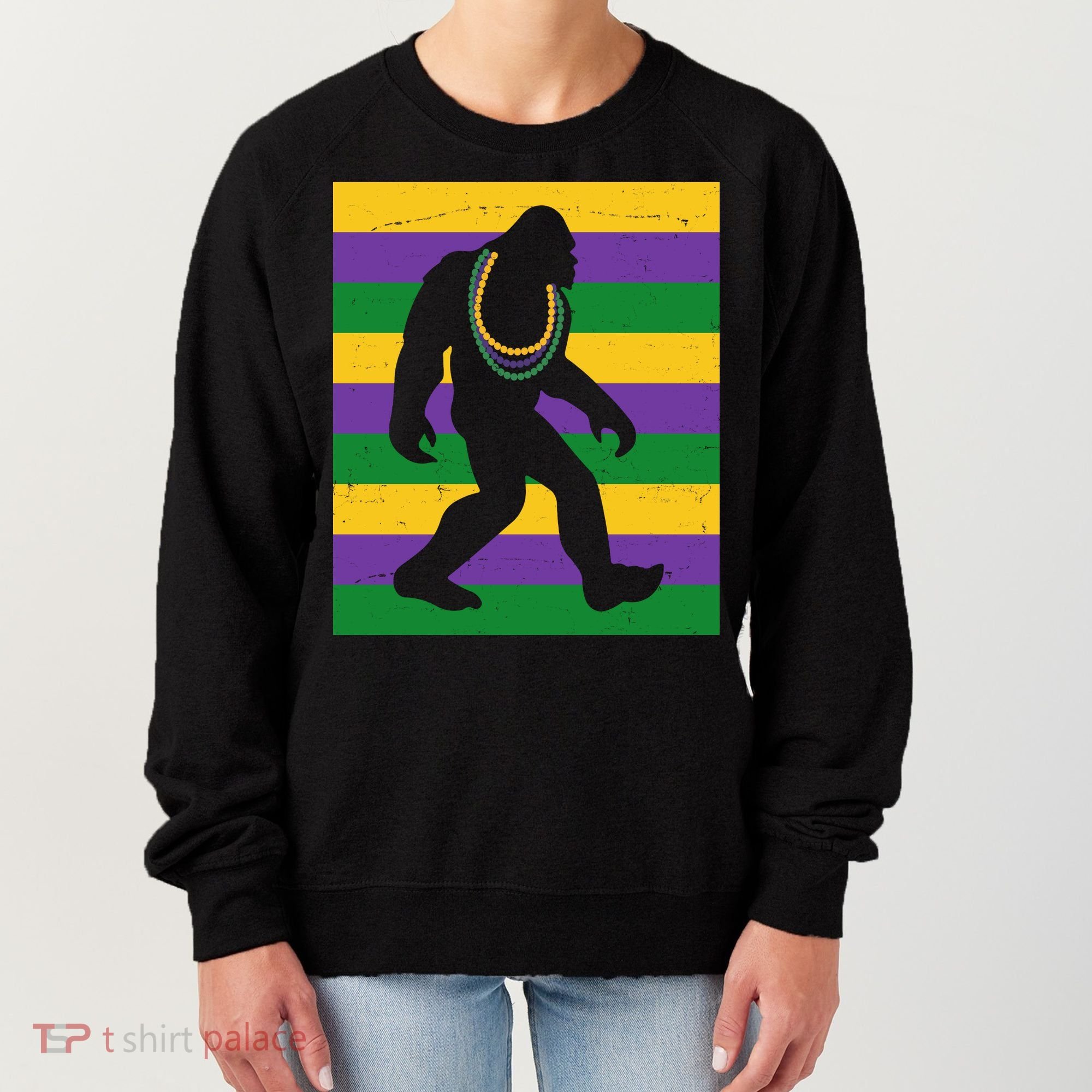 Bigfoot Mardi Gras Festive Women's Sweatshirt