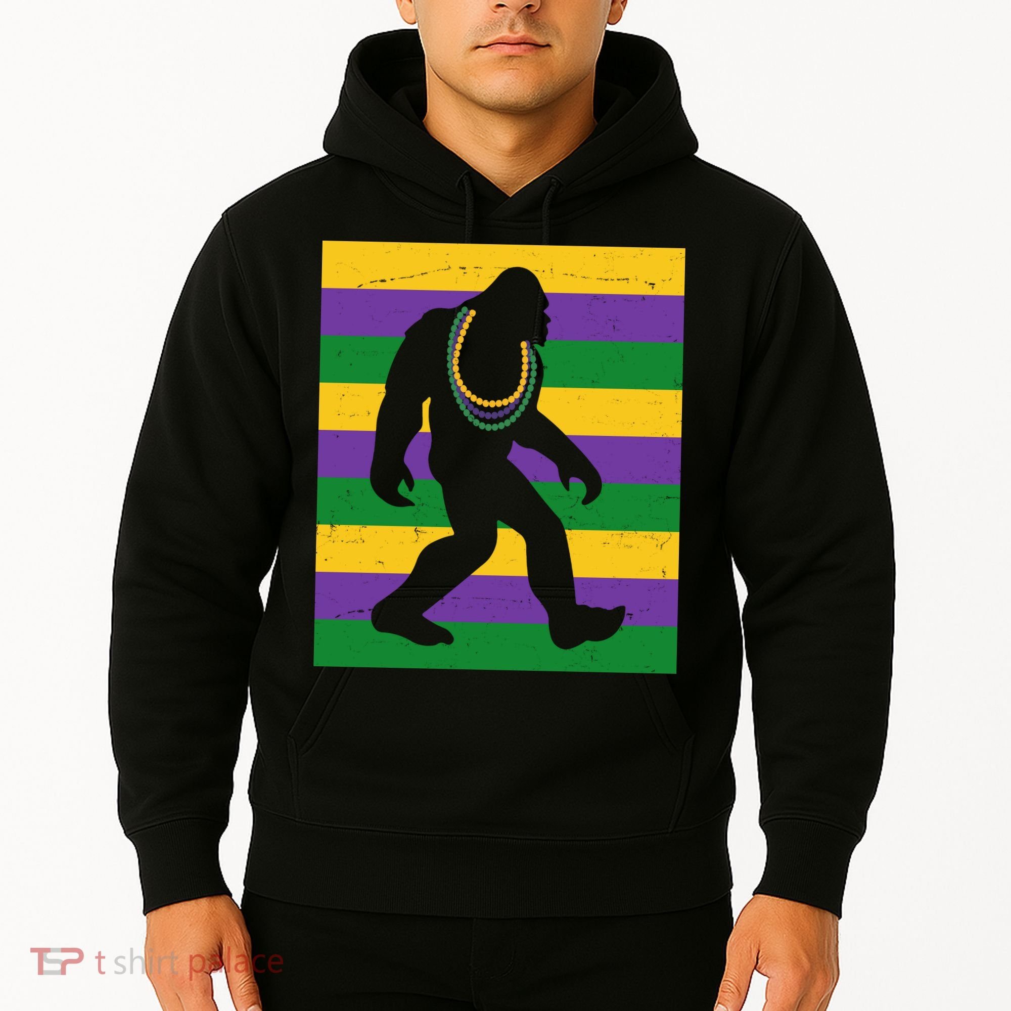Bigfoot Mardi Gras Festive Hoodie