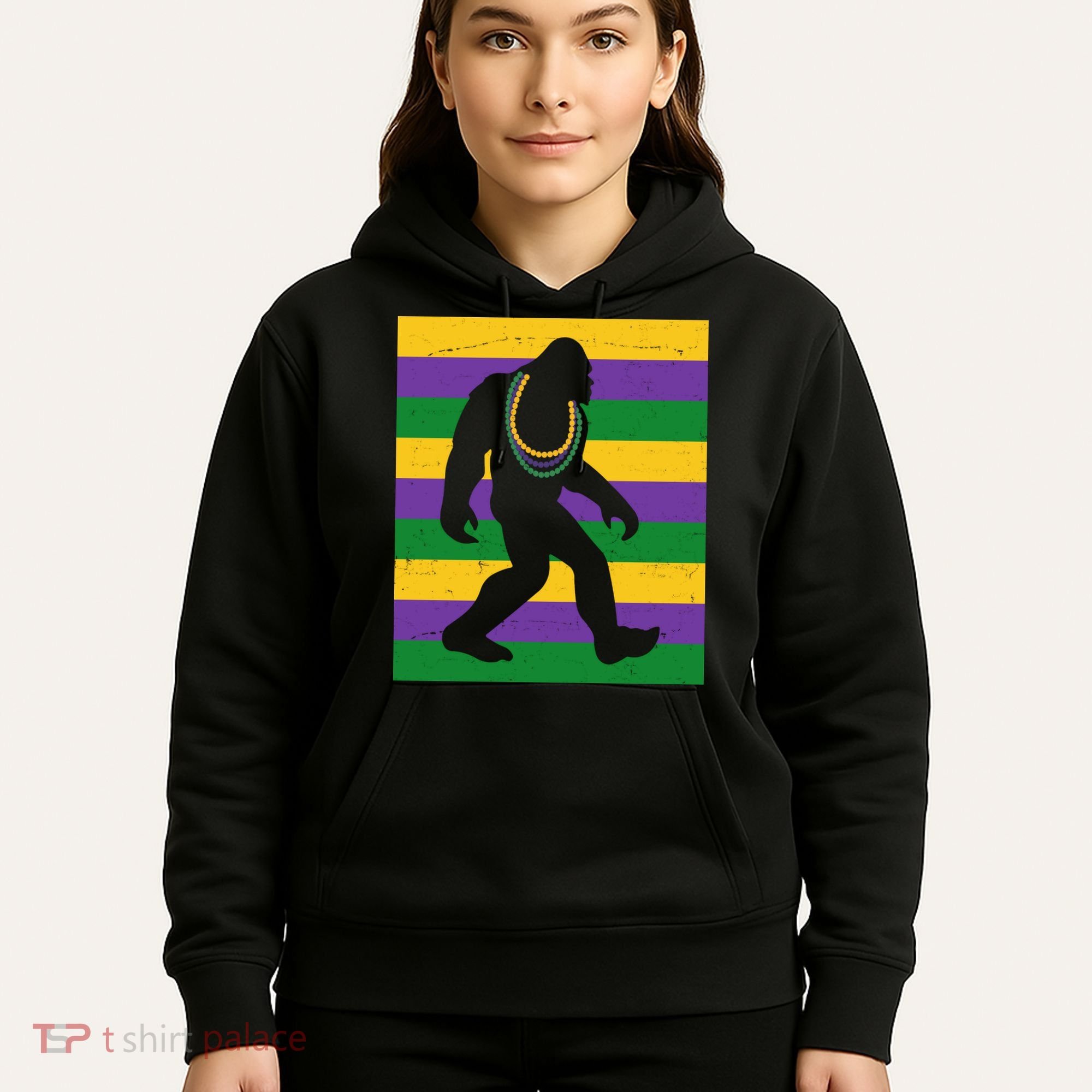 Bigfoot Mardi Gras Festive Hoodie