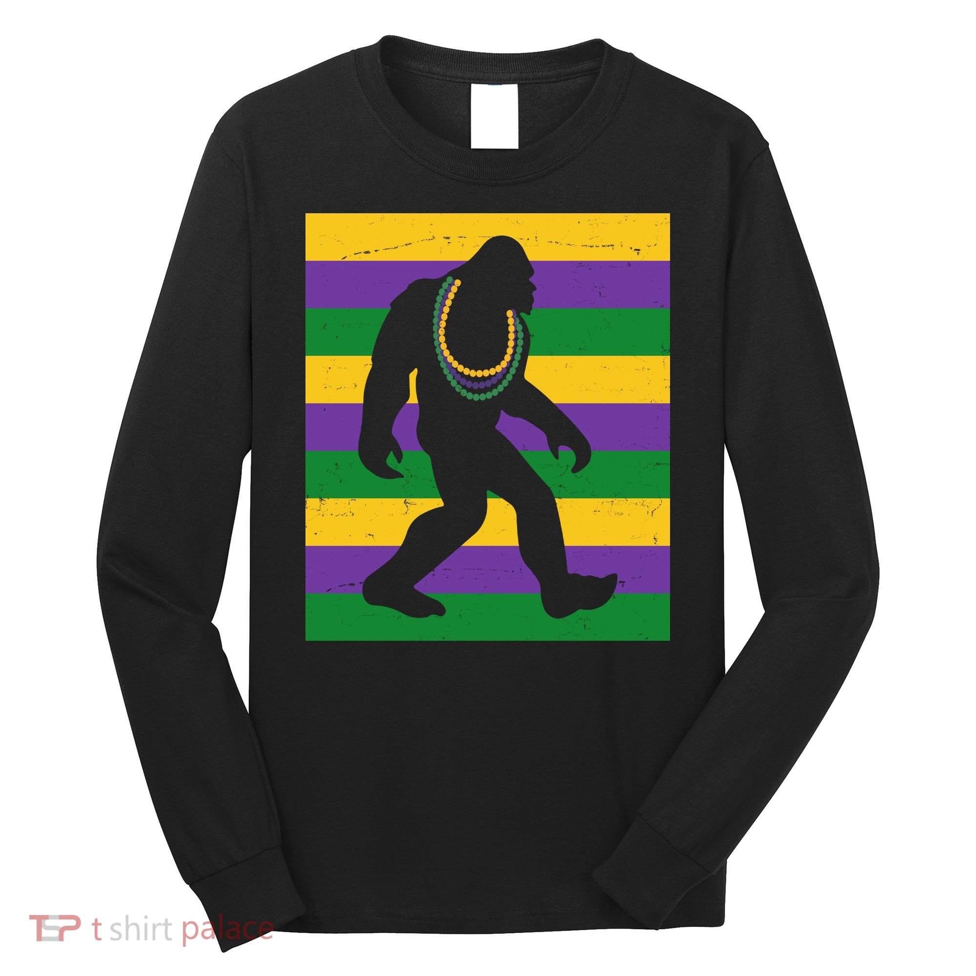 Bigfoot Mardi Gras Festive Long Sleeve Shirt
