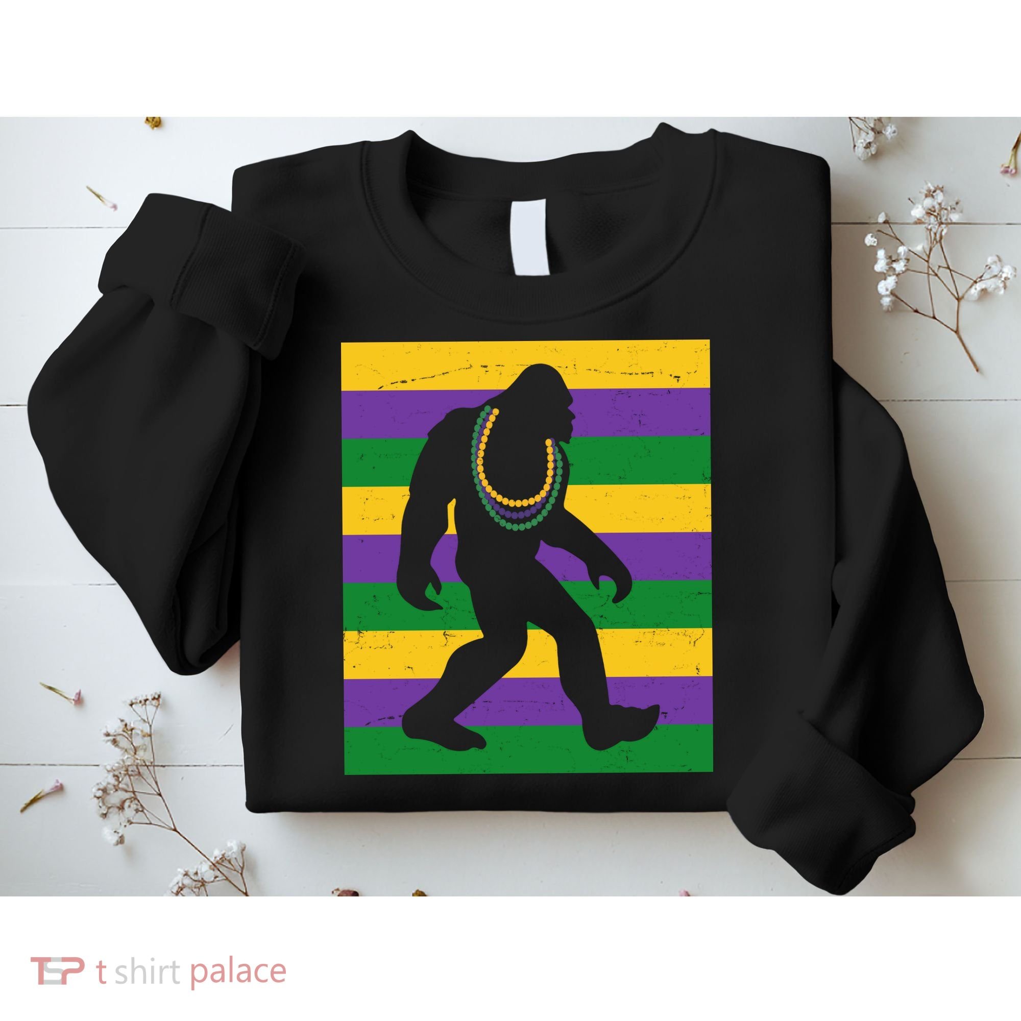 Bigfoot Mardi Gras Festive Sweatshirt