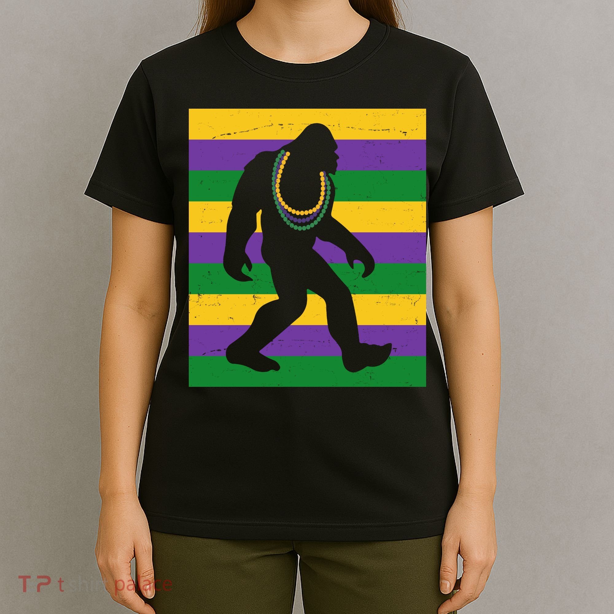 Bigfoot Mardi Gras Festive T-Shirt