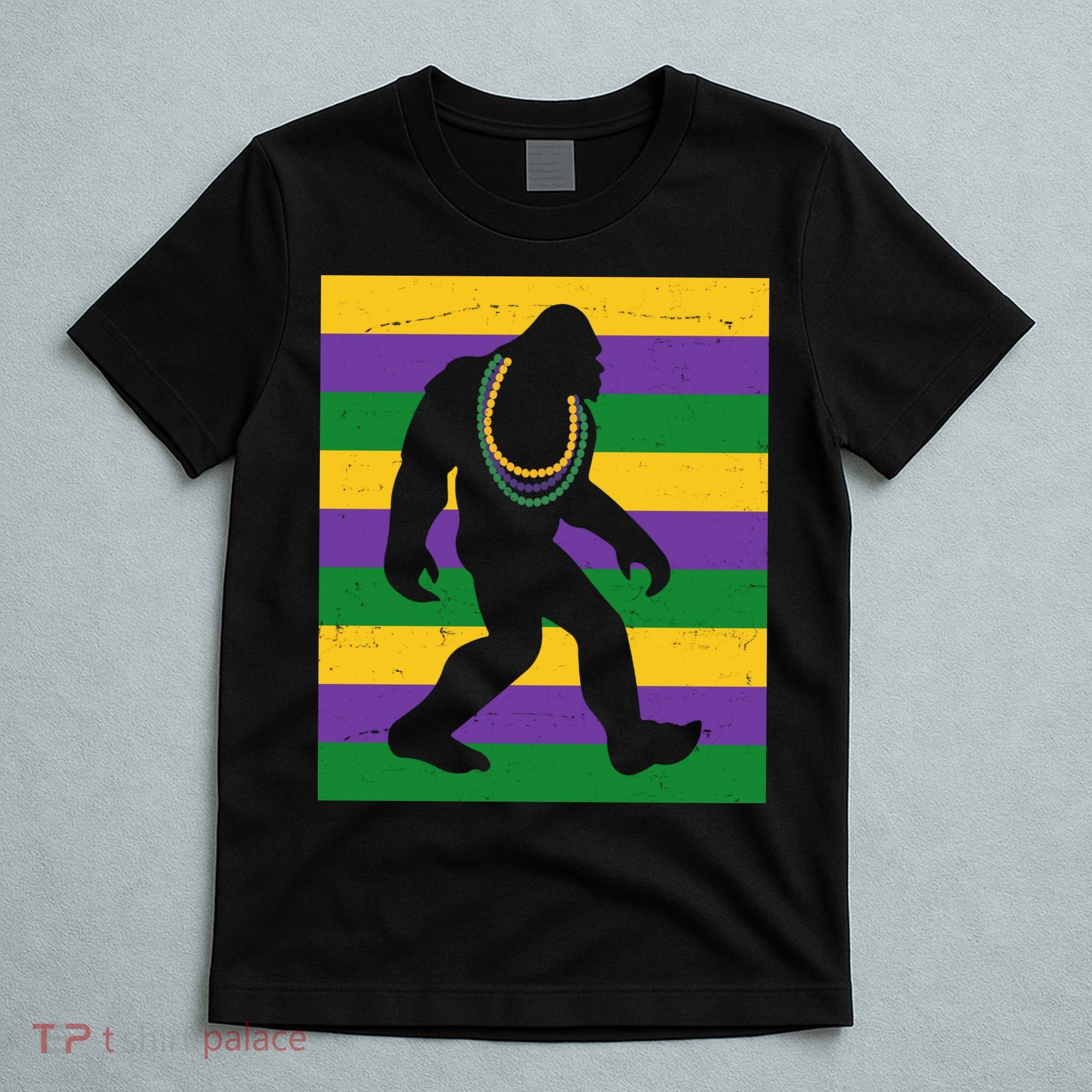 Bigfoot Mardi Gras Festive T-Shirt