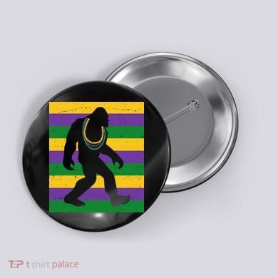 Bigfoot Mardi Gras Festive Button