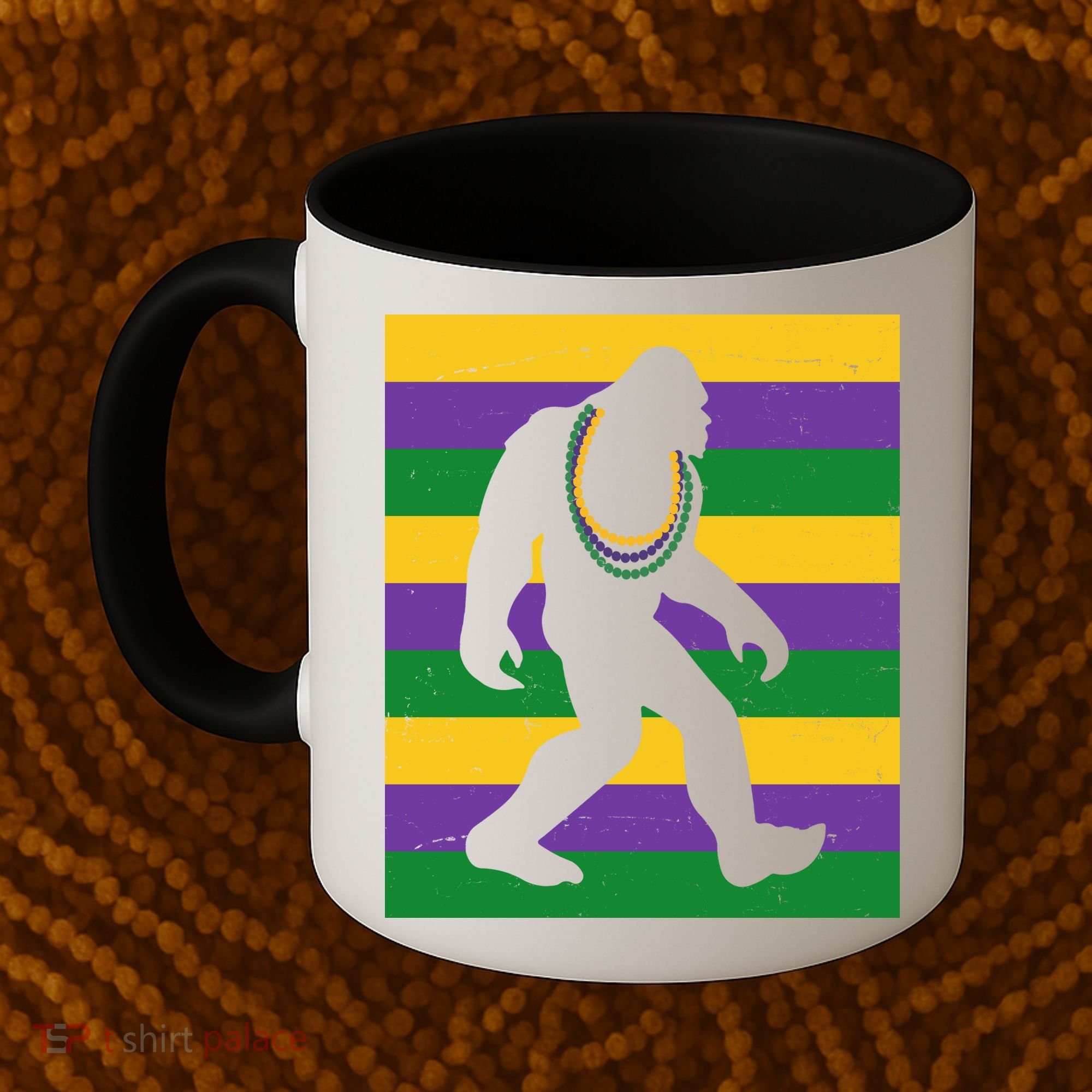 Bigfoot Mardi Gras Festive Coffee Mug