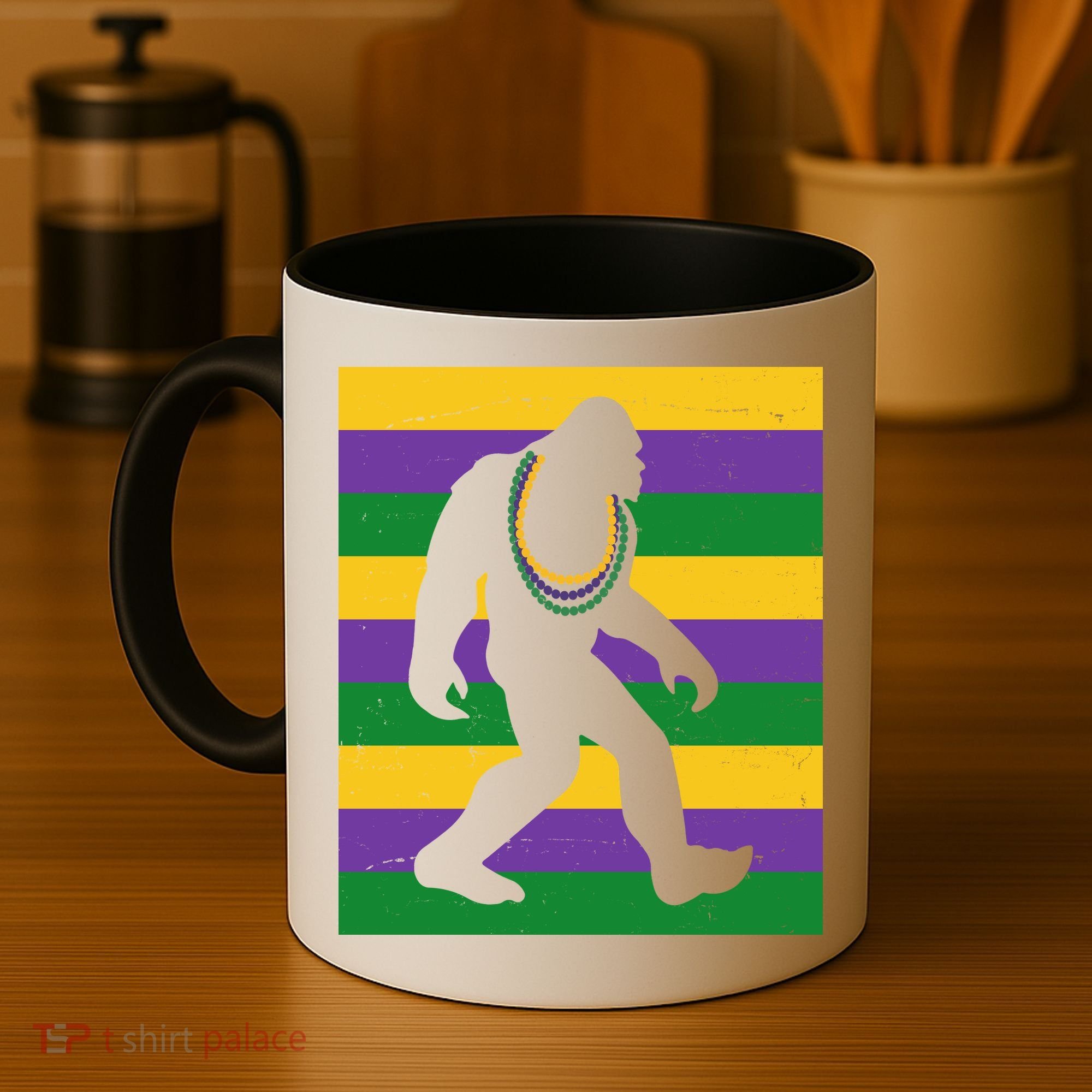 Bigfoot Mardi Gras Festive Coffee Mug