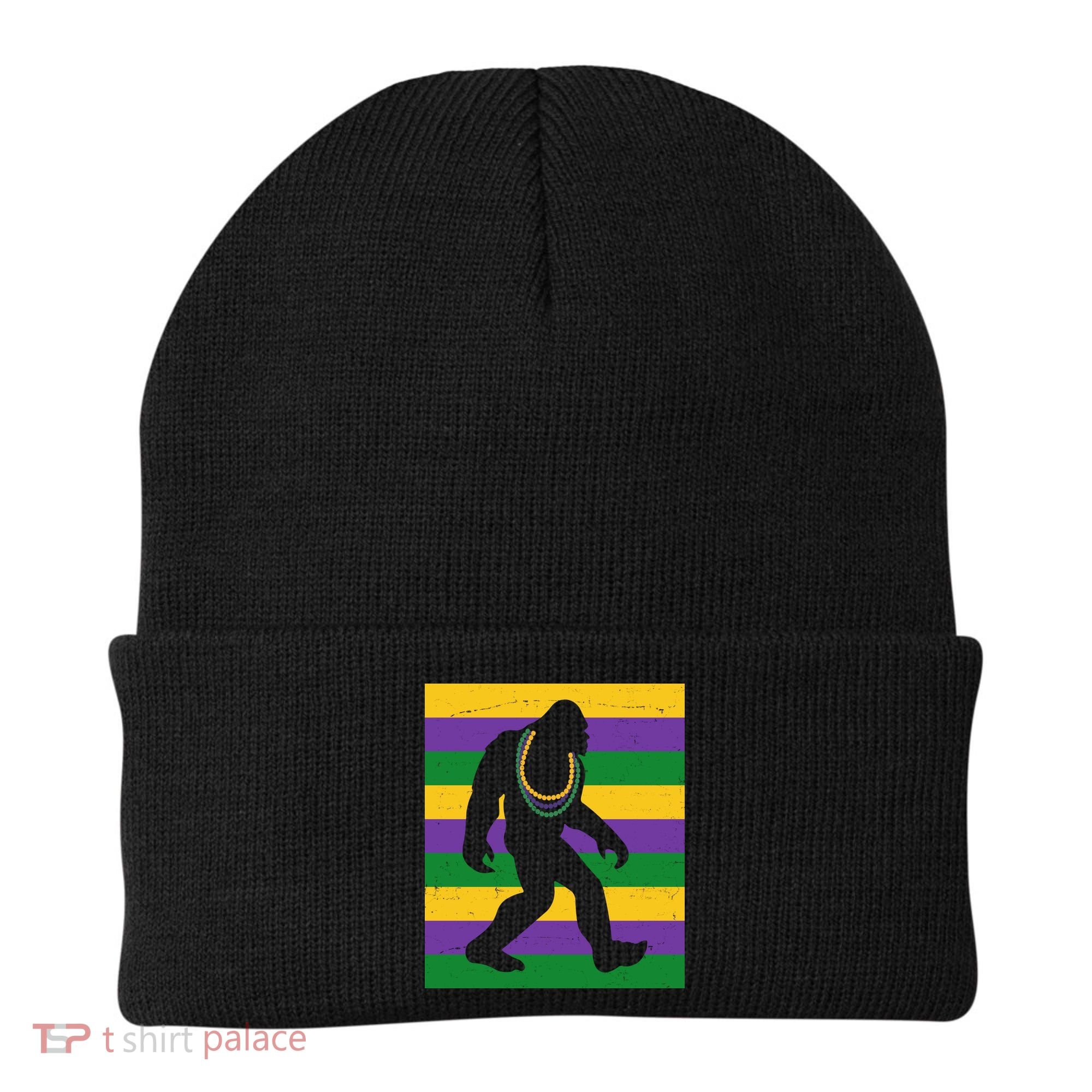 Bigfoot Mardi Gras Festive Beanie