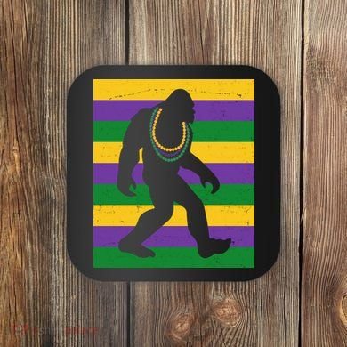 Bigfoot Mardi Gras Festive Coaster